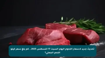 تحديث جديد لأسعار اللحوم اليوم السبت 17 أغسطس 2025.. كم بلغ سعر كيلو اللحم الجملي؟
